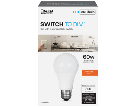 Feit Electric® 60-Watt Equivalent A19 IntelliBulb Switch to Dim Soft White LED Light Bulb - 1 pack