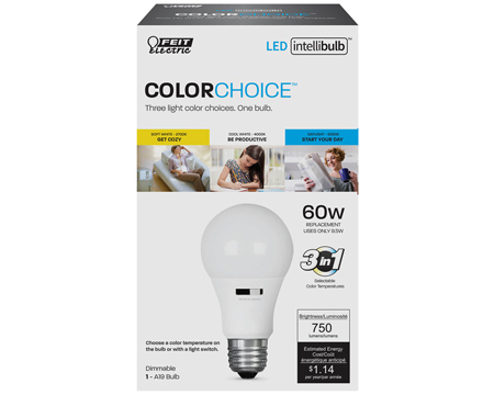 Feit Electric® 60-Watt Equivalent A19 IntelliBulb™ ColorChoice™ LED Light Bulb - 1 pack