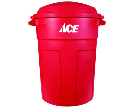 Ace® 32-gallon Plastic Trash Can with Lid - Red