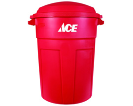 Ace® 32 Gallon Plastic Trash Can with Lid - Red