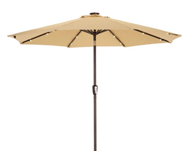Living Accents® 9 ft. Lighted Solar Market Patio Umbrella - Taupe