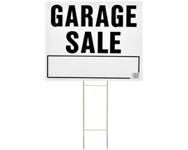 Hy-Ko® Stake-In 19x24 in. Corrugated Plastic Sign with H Bracket - White Garage Sale