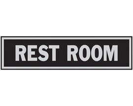 Hy-Ko® Self-Adhesive 2x8 in. Aluminum Black Princess Sign - Rest Room