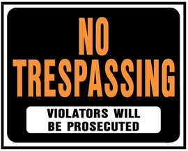 Hy-Ko® Tape-On 14.5x18.5 in. Black & Orange Plastic Sign - No Trespassing