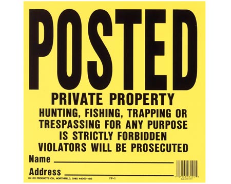 Hy-Ko® Heavy Duty 11x11 in. Yellow Plastic Sign -  Posted: Private Property Strictly Forbidden