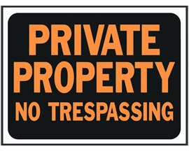 Hy-Ko® Tape-On 8.5x12 in. Classic Orange & Black Plastic Sign - Private Property: No Trespassing