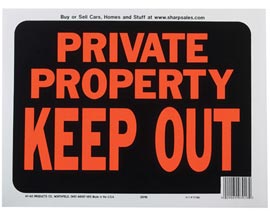 Hy-Ko® Tape-On 8.5x12 in. Classic Orange & Black Plastic Sign - Private Property: Keep Out