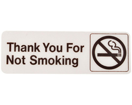Hy-Ko® Self-Adhesive 3x9 in. Info Graphic Sign - Thank You for Not Smoking
