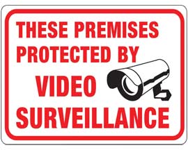 Hy-Ko® Tape-On 8.5x12 in. Red & White Plastic Sign - Video Surveillance