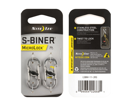 Nite Ize® S-Biner 2-piece Stainless Steel Double Gated Carabiner Set with MicroLock - Stainless