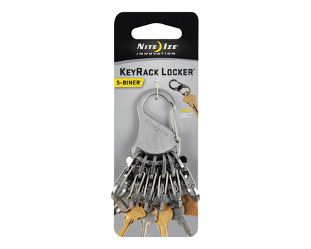 Nite Ize® KeyRack Locker Stainless Steel Key Holder with Metal Locking S-Biners