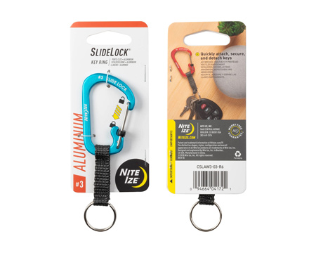 Nite Ize® SlideLock Aluminum Carabiner with Nylon Split-Key Lanyard - Blue #3