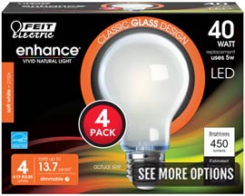 Feit Electric® 40 Watt Equivalent A19 Enhance Filament LED Light Bulbs - 4 Pack