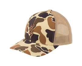 Browning® Cupped Up Buckmark™ Logo Mesh Snapback Hat - Camo / Vintage Tan