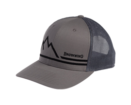 Browning® Mountain Peak and Text Logo Mesh Snapback Hat - Gray - Black