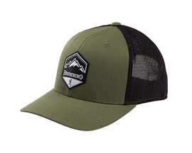 Browning® Mountain Buck Text Logo Patch Mesh Snapback Hat - Loden / Black