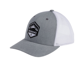 Browning® Mountain Buck Text Logo Patch Mesh Snapback Hat - Heather Gray / White