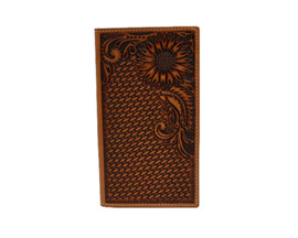 M&F Western Products® Nocona Rodeo Basket Weave Sunflower Tooled Tan Wallet