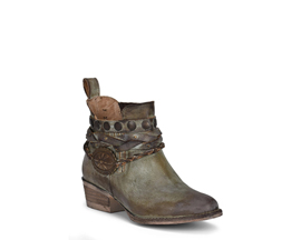 Corral Boots® Women's Moss Zipper Harness & Studs Shortie Western Boots