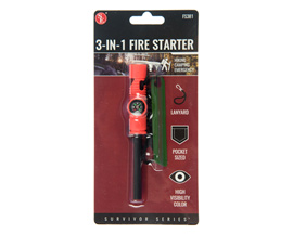 Sona Enterprises® 3-in-1 Flint Fire Starter, Compass & Whistle
