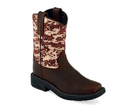Old West® Youth's Leather Western Boots - Brown Digital Camo