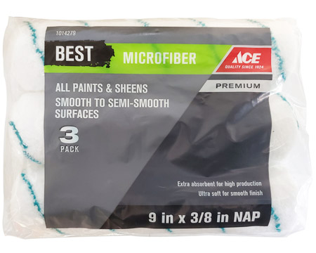 Ace® Best 9 in. Microfiber 3/8 in. Nap Paint Rollers - 3 pack