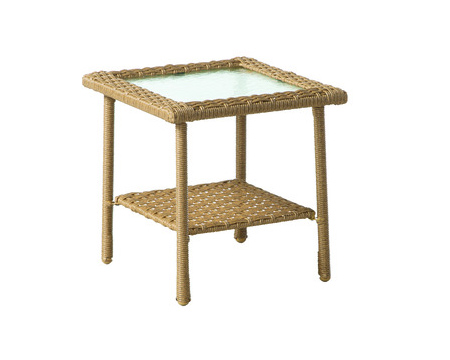 Living Accents Palmaro Wicker Side Table with Glass Top