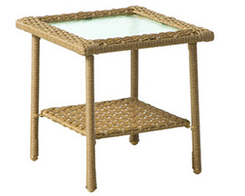 Living Accents Palmaro Wicker Side Table with Glass Top
