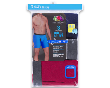 Fruit of the Loom® Men's Extended Sizes Assorted Eversoft® CoolZone® Fly Boxer Briefs - 3 pack