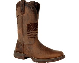 Durango® Men's Rebel™ Distressed Flag Embroidery Western Boots - Acorn Brown