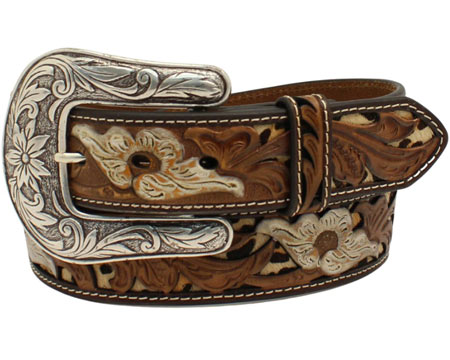 Nocona® Women's Pierced Paisley and Leopard Print Leather Belt