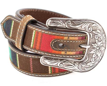 Nocona® Girls' Multi-Colored Serape Stripe Leather Belt