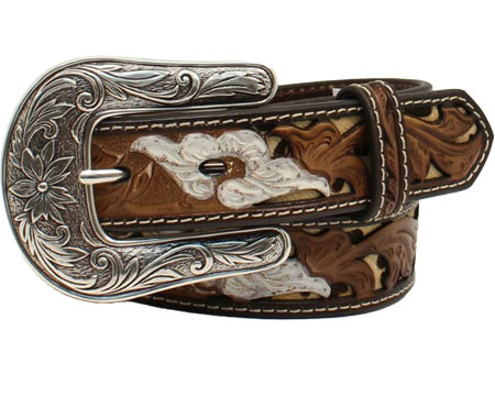 Nocona® Girls' Pierced Paisley and Leopard Print Leather Belt