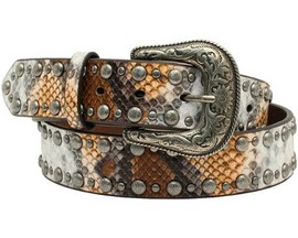 Angel Ranch® Women's Python Printed and Studded Leather Belt