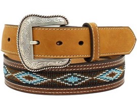 Nocona® Men's Aztec Beaded and Two-Tone Leather Belt