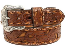 Nocona® Men's Paisley Pierced and Laced Leather Belt - Tan