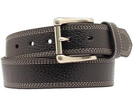 Nocona® Men's Black Tumbled and Triple Stitched Leather Belt