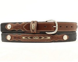 Nocona® Boys' Aztec Ribbon and Two-Tone Leather Belt - Black