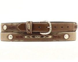 Nocona® Boys' Aztec Ribbon and Two-Tone Leather Belt - Brown