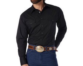 Wrangler® Men's Western Snap Long Sleeve Sport Shirt - Black