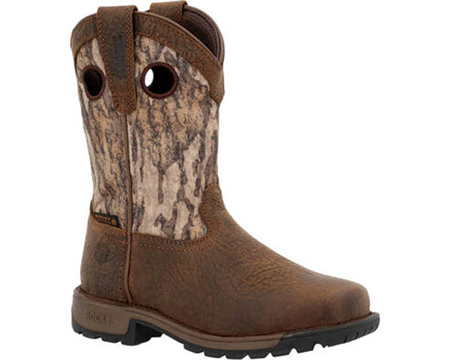 Rocky Boots® Kids' Legacy 32 Camo Waterproof Western Boots in Mossy Oak Bottom Land