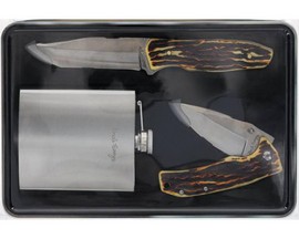 Uncle Henry® Limited Edition 2-piece Hunting Knife Gift Set with Staglon™ Handles and Flask