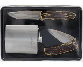 Uncle Henry® Limited Edition 2-piece Hunting Knife Gift Set with Staglon Handles and Flask