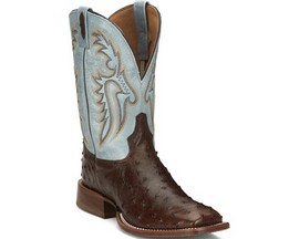 Tony Lama® Men's Jacinto Full Quill Ostrich Western Boots - Sky Blue