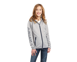 Ariat® Kids' Byron Full Zip Hoodie in Heather Grey
