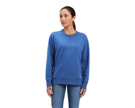 Ariat® Women's Rebar Workman Washed Fleece Sweatshirt in True Navy Heather