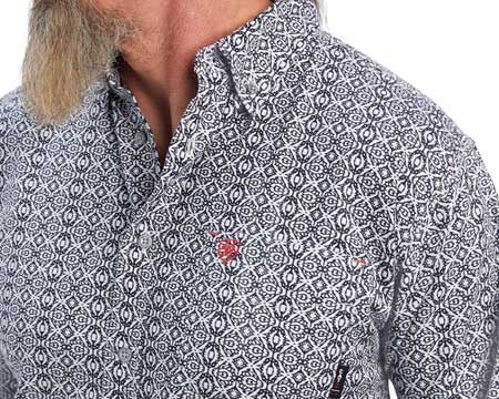 Ariat® Men's FR Griffey DuraStretch Work Shirt in Black/White Print