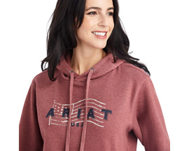 Ariat® Women's REAL USA Chest Logo Hoodie in Sun-Dried Tomato Heather