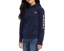 Ariat® Kids' REAL Arm Logo Hoodie in Navy Eclipse