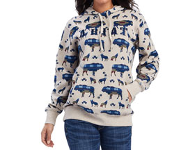 Ariat® Women's REAL Allover Print Hoodie in Buffalo Border Print